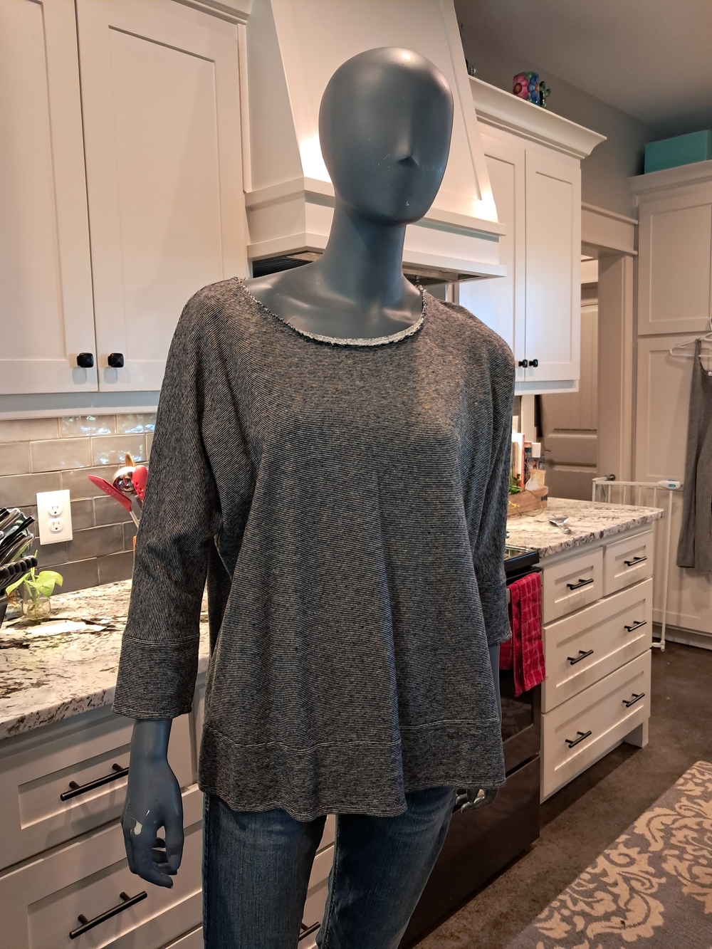Eileen Fisher Gray Relaxed Knit Tunic Top